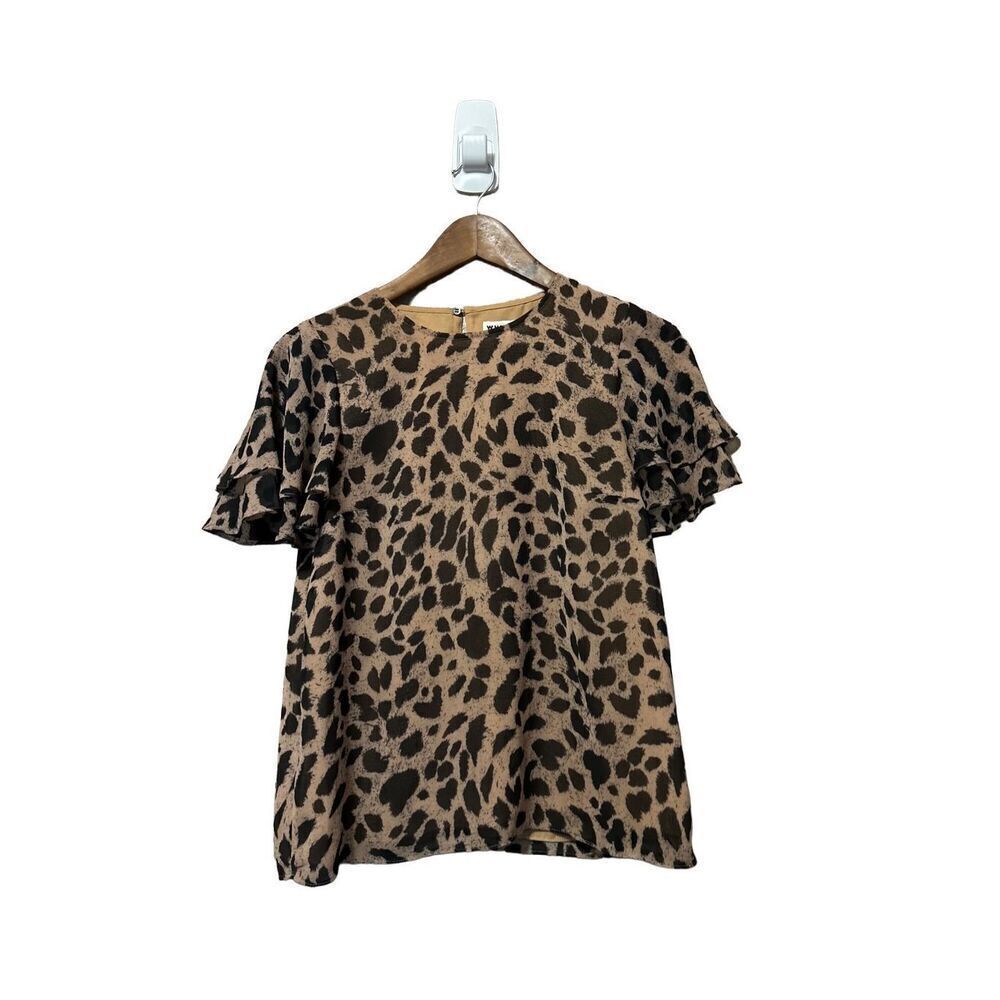 Whistles Animal‎ Print Ruffle Sleeve Blouse Top